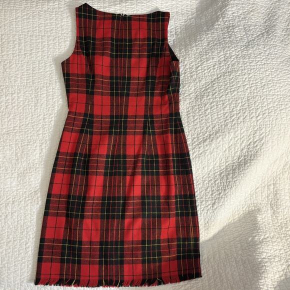1990s Moda International Wool Blend Red Plaid Dress 2 lined - Picture 3 of 6